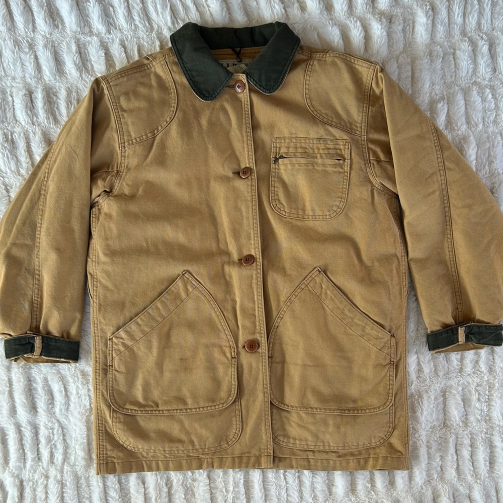 Made in USA LL Bean Vintage Chore Coat Barn Jacket Tan Womens M - Picture 3 of 14